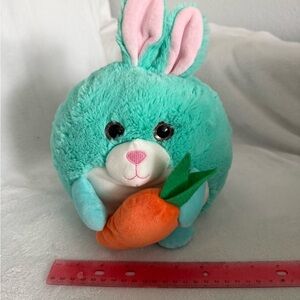 Cuddly Teal and Pink Bunny Plush with Carrot